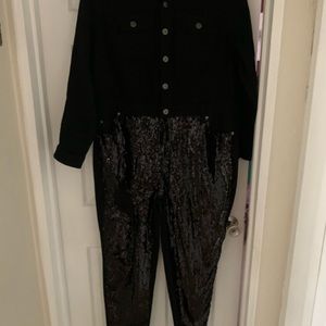 New w/ tag black sequin denim jumper plus size